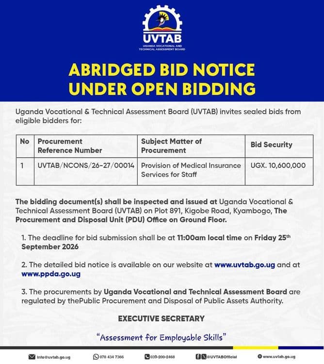Abrigded Bid Notice Under Open Bidding