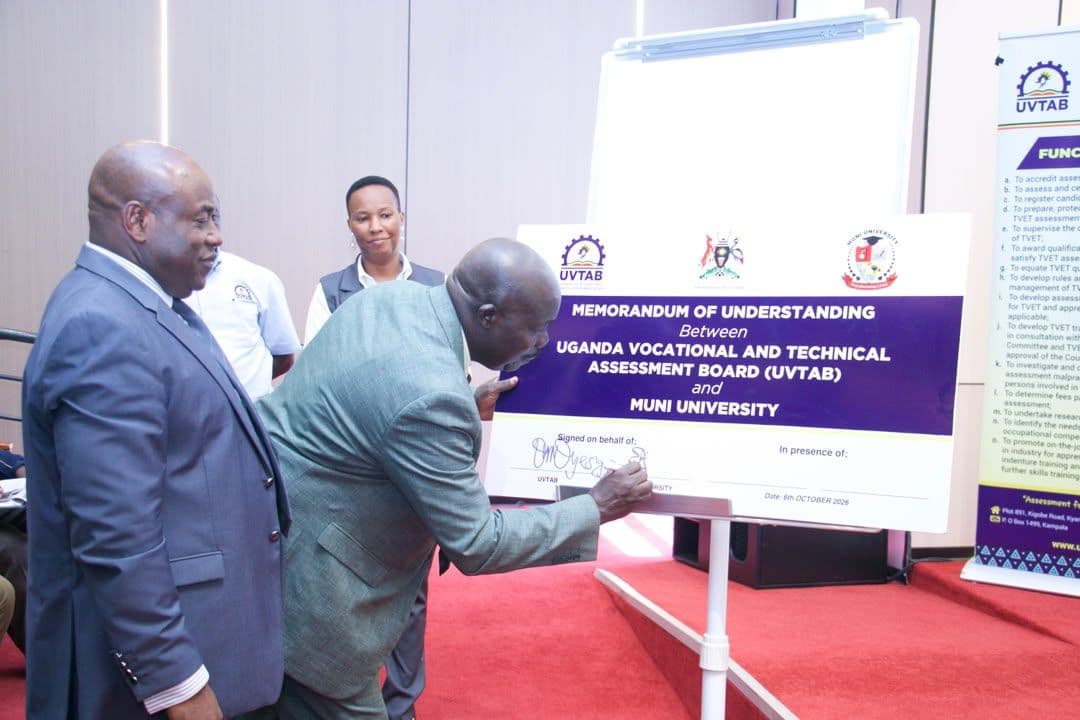Muni University, UVTAB sign deal to expand skills certification for refugees, youth