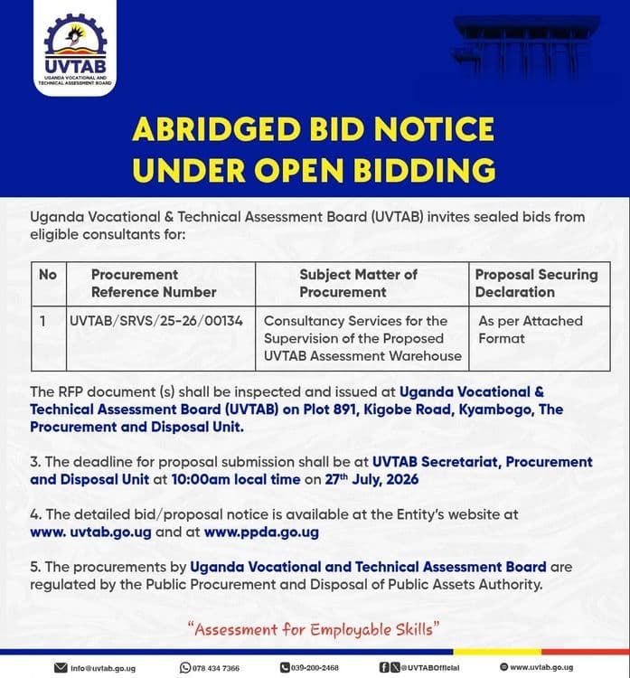 NOTICE UNDER OPEN BIDDING